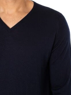 John Smedley Bobby V-Neck Knit - Midnight -Standout Fashion Shop 17072d