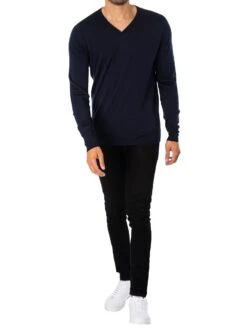 John Smedley Bobby V-Neck Knit - Midnight -Standout Fashion Shop 17072e