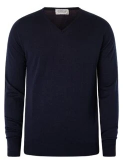 John Smedley Bobby V-Neck Knit - Midnight -Standout Fashion Shop 17072f