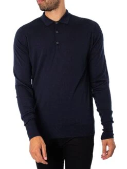 John Smedley Cotswold Longsleeved Polo Shirt - Midnight