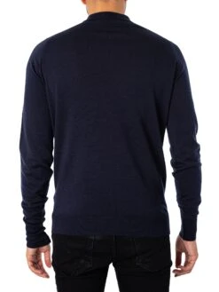John Smedley Cotswold Longsleeved Polo Shirt - Midnight -Standout Fashion Shop 17079c