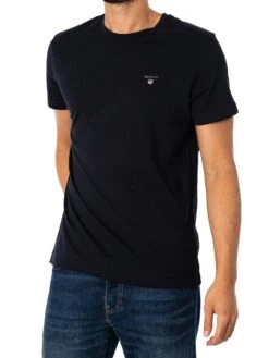 GANT Plain Crew Neck T-Shirt - Black