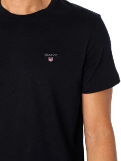 GANT Plain Crew Neck T-Shirt - Black -Standout Fashion Shop 18909d 1