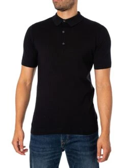 John Smedley Adrian Plain Polo Shirt - Black