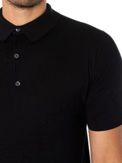 John Smedley Adrian Plain Polo Shirt - Black -Standout Fashion Shop 19148d