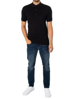 John Smedley Adrian Plain Polo Shirt - Black -Standout Fashion Shop 19148e