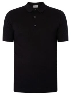 John Smedley Adrian Plain Polo Shirt - Black -Standout Fashion Shop 19148f