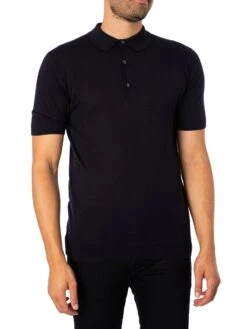 John Smedley Adrian Plain Polo Shirt - Navy
