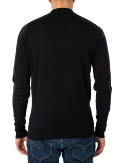 John Smedley Cotswold Longsleeved Polo Shirt - Black -Standout Fashion Shop 19542c