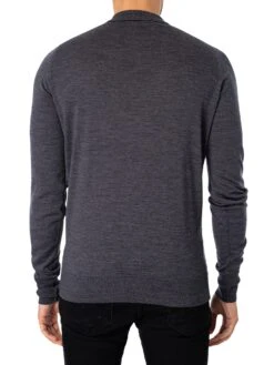 John Smedley Cotswold Longsleeved Polo Shirt - Charcoal -Standout Fashion Shop 21334c