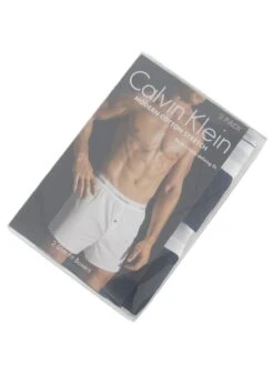 Calvin Klein 2 Pack Logo Slim Fit Woven Boxers - Black/Black -Standout Fashion Shop 26776e
