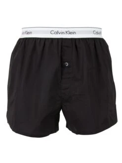 Calvin Klein 2 Pack Logo Slim Fit Woven Boxers - Black/Grey Heather -Standout Fashion Shop 26777e