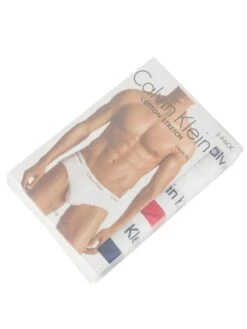 Calvin Klein 3 Pack Cotton Stretch Briefs - White/Red/Blue -Standout Fashion Shop 27853h