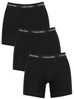 Calvin Klein 3 Pack Cotton Stretch Boxer Briefs - Black/Black