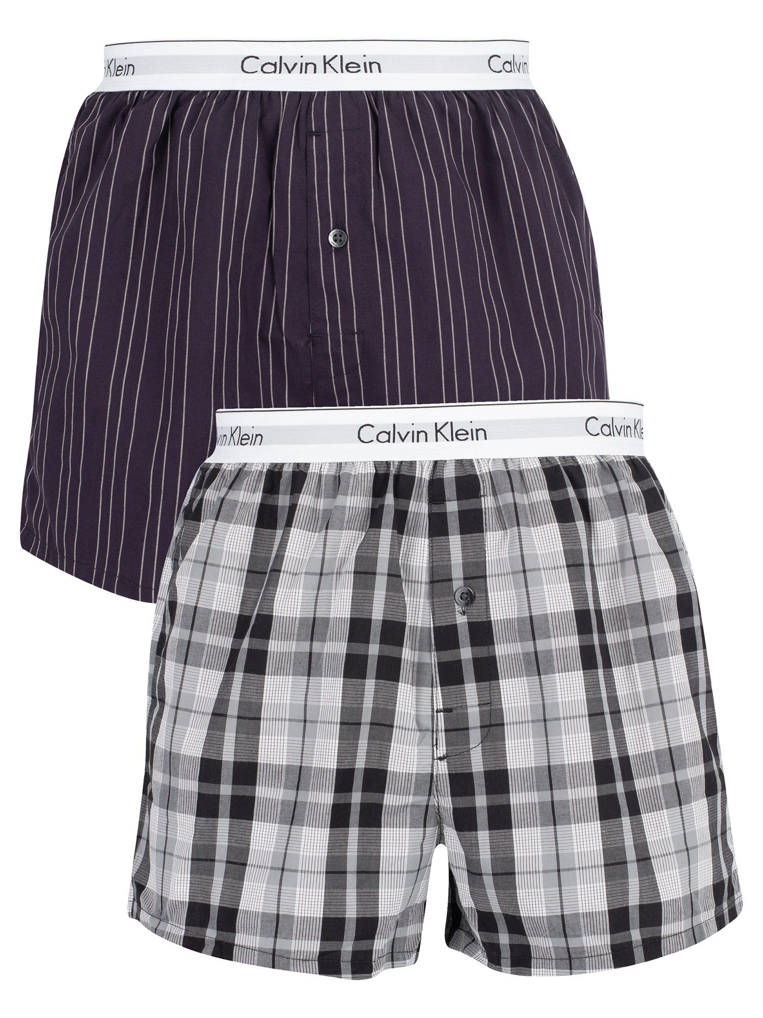 Calvin Klein 2 Pack Woven Boxers - Ryan Striped Well/Hickory Plaid 1 Calvin Klein 2 Pack Woven Boxers - Ryan Striped Well/Hickory Plaid