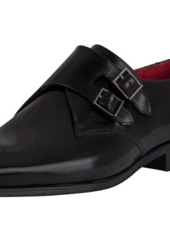 Jeffery West Polished Buckle Leather Shoes - Black -Standout Fashion Shop 32188h