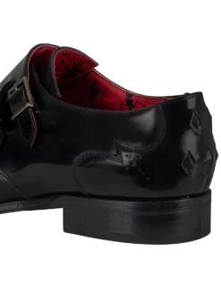 Jeffery West Polished Buckle Leather Shoes - Black -Standout Fashion Shop 32188i