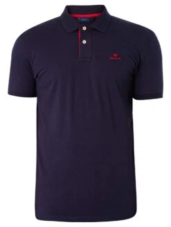 GANT Contrast Collar Pique Polo Shirt - Evening Blue -Standout Fashion Shop 35907e 1