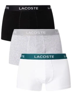 Lacoste 3 Pack Casual Trunks - White/Grey/Black