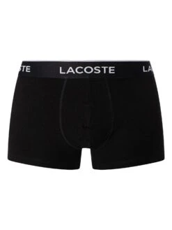 Lacoste 3 Pack Casual Trunks - White/Grey/Black -Standout Fashion Shop 36120g 1