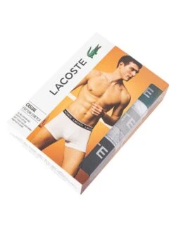 Lacoste 3 Pack Casual Trunks - White/Grey/Black -Standout Fashion Shop 36120i 1
