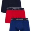 Lacoste 3 Pack Casual Trunks - Navy Blue/Red Methylene
