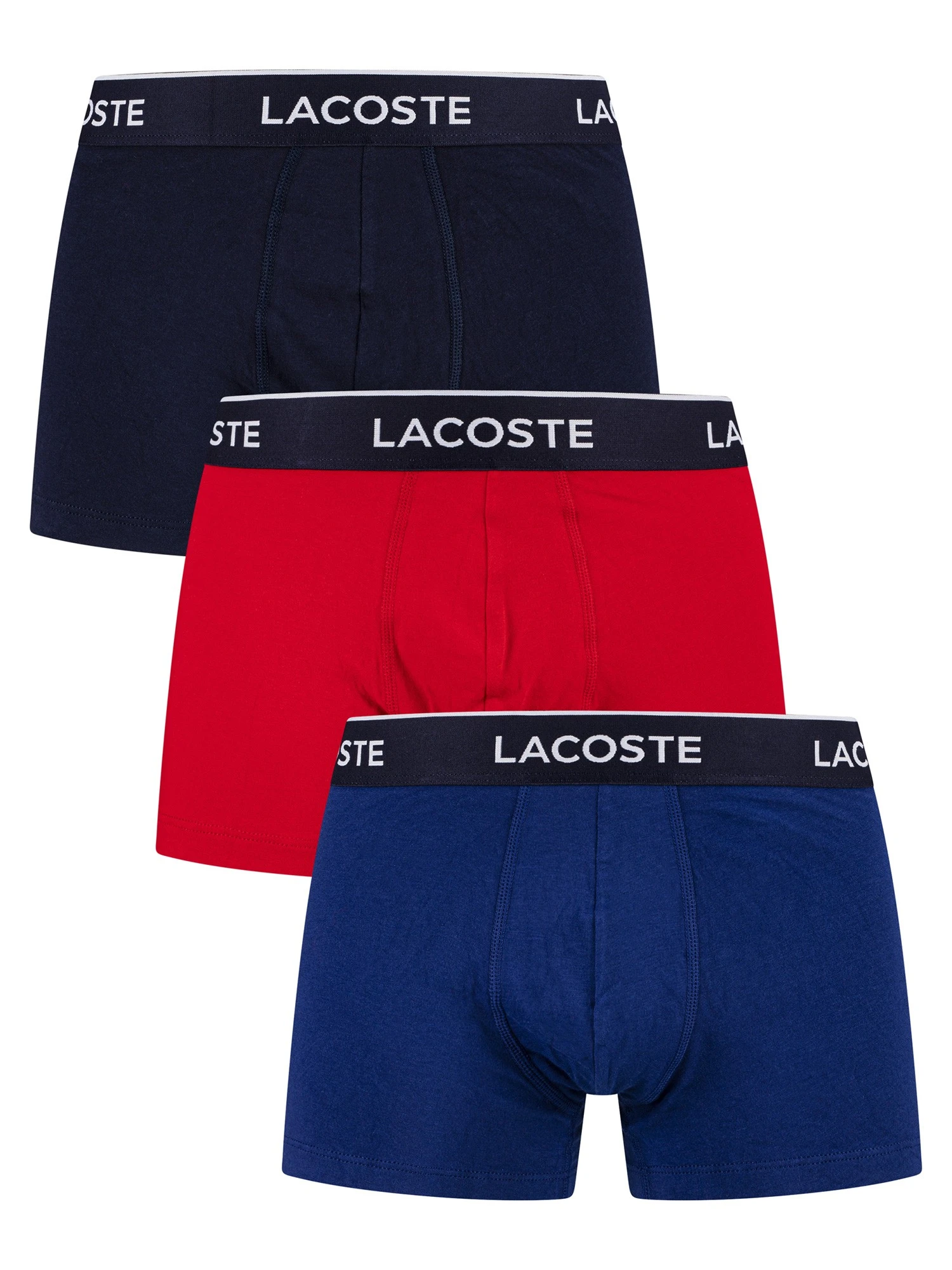 Lacoste 3 Pack Casual Trunks - Navy Blue/Red Methylene 1 Lacoste 3 Pack Casual Trunks - Navy Blue/Red Methylene
