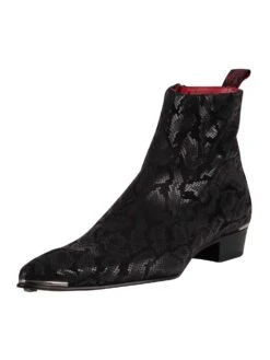 Jeffery West Zip Chelsea Leather Boots - Black Kala Snake