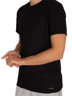 Calvin Klein 3 Pack Lounge Crew T-Shirts - Black/White/Grey Heather -Standout Fashion Shop 38792d