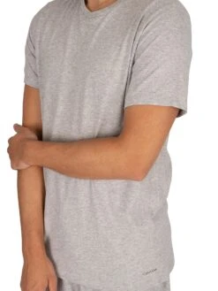 Calvin Klein 3 Pack Lounge Crew T-Shirts - Black/White/Grey Heather -Standout Fashion Shop 38792h