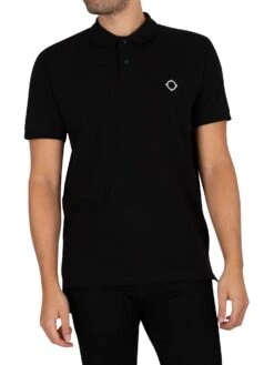 MA.STRUM Pique Polo Shirt - Jet Black