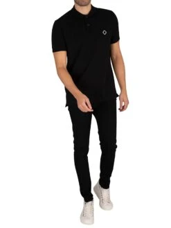 MA.STRUM Pique Polo Shirt - Jet Black -Standout Fashion Shop 39052e
