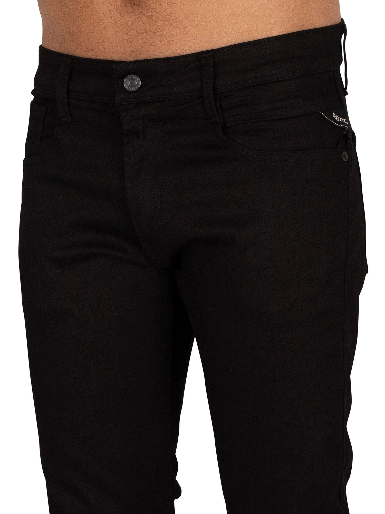 Replay Anbass Slim Jeans - Black Modal Power Stretch Denim 5 Replay Anbass Slim Jeans - Black Modal Power Stretch Denim - Image 5