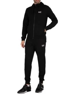 EA7 Zip Hoodie Jersey Tracksuit - Black