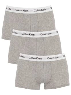 Calvin Klein 3 Pack Low Rise Trunks - Grey Heather