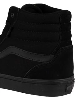 Vans Filmore Hi Suede Trainers - Black/Black -Standout Fashion Shop 40703i