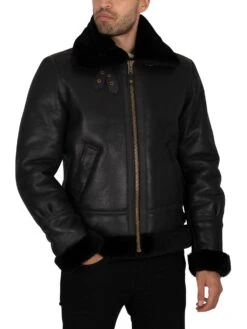 Schott Leather Sherpa Jacket - Black