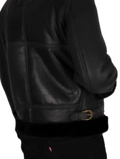 Schott Leather Sherpa Jacket - Black -Standout Fashion Shop 40890g
