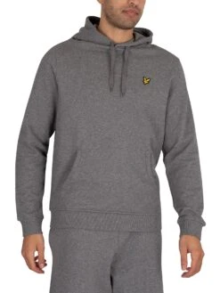 Lyle & Scott Logo Pullover Hoodie - Mid Grey Marl
