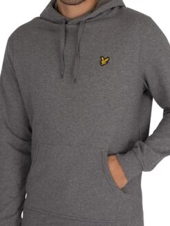 Lyle & Scott Logo Pullover Hoodie - Mid Grey Marl -Standout Fashion Shop 41213d 1
