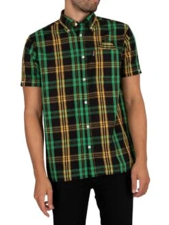 Trojan Check Woven Shortsleeved Shirt - Black