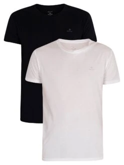GANT 2 Pack Lounge Essentials T-Shirt - Black/White