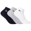 Lacoste Sport 3 Pack Short Socks - White/Light Grey/Navy