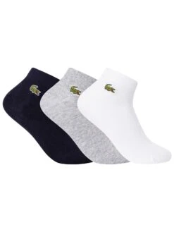 Lacoste Sport 3 Pack Short Socks - White/Light Grey/Navy
