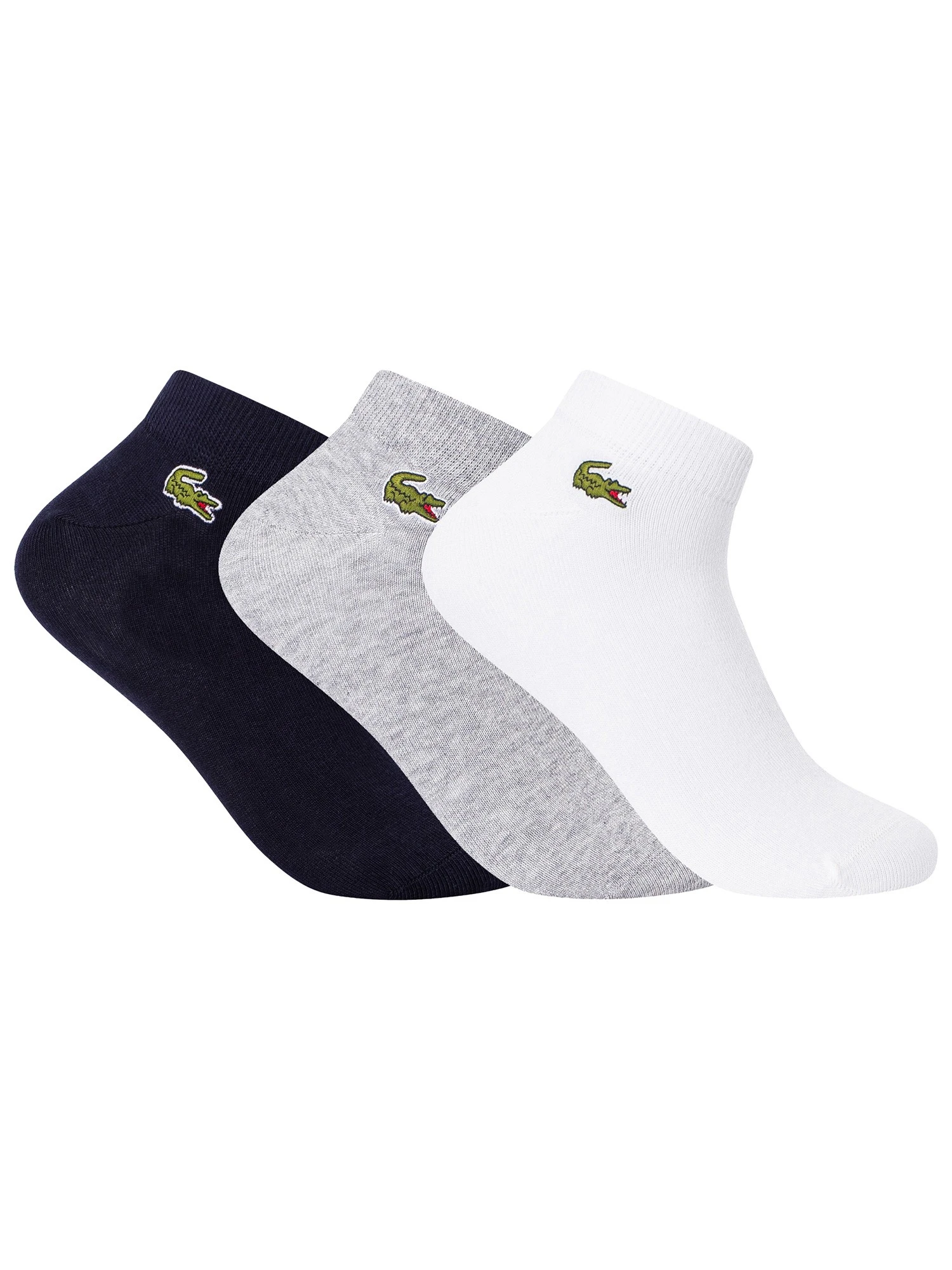 Lacoste Sport 3 Pack Short Socks - White/Light Grey/Navy 1 Lacoste Sport 3 Pack Short Socks - White/Light Grey/Navy