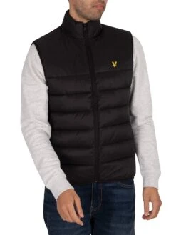 Lyle & Scott Wadded Zip Gilet - Jet Black