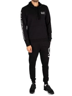 EA7 Sleeve Brand Pullover Hoodie - Black -Standout Fashion Shop 43088e 1