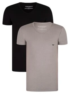 Emporio Armani 2 Pack Lounge V-Neck T-Shirt - Black/Grey