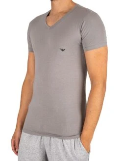 Emporio Armani 2 Pack Lounge V-Neck T-Shirt - Black/Grey -Standout Fashion Shop 43102c