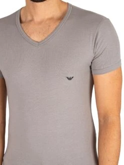 Emporio Armani 2 Pack Lounge V-Neck T-Shirt - Black/Grey -Standout Fashion Shop 43102e